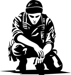 Honor Guard Soldier Salute Icon Sentinel Tribute Kneeling Warrior Logo