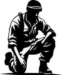 Honor Tribute Soldier Salute Logo Guardian Salute Kneeling Soldier Icon