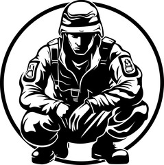 Honor Tribute Military Salute Icon Guardian Kneel Soldier Respect Emblem