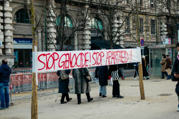 Stop genocide, stop apartheid sign 