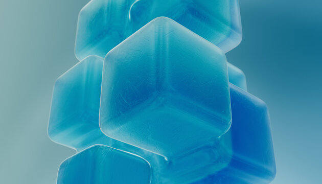 Blue ice cubes abstract figure