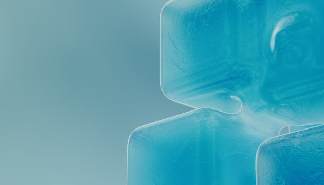 Blue ice cubes abstract figure