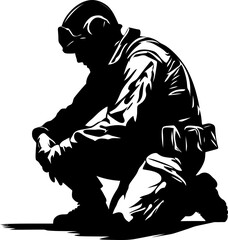 Honor Salute Soldier Respect Icon Guardian Guard Kneeling Soldier Emblem
