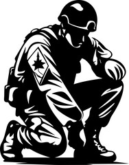 Brave Kneel Soldier Respect Vector Valor Guard Kneeling Soldier Logo