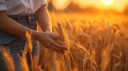 A person is holding a wheat stalk in their hands, AI - Powered by Adobe