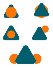 A series of blue and orange triangles with circles in the middle