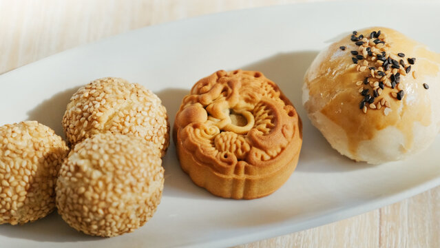 Chinese Pastries and Mooncakes on a Plate