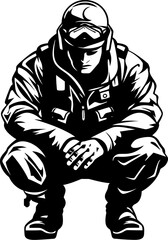 Duty Defiance Soldier Kneel Emblem Brave Valor Military Honor Symbol