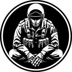 Patriot Promise Military Respect Icon Duty Defiance Soldier Kneel Emblem