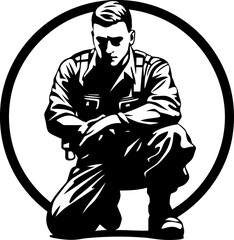 Valor Vigil Kneeling Soldier Logo Honor Honor Military Salute Icon