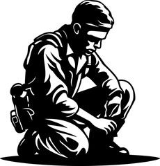 Guardian Grace Kneeling Soldier Icon Patriot Pose Military Salute Emblem