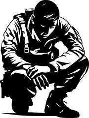 Duty Devotion Soldier Kneel Symbol Brave Tribute Military Tribute Icon