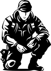 Sentinel Sentinel Soldier Symbol Vector Patriot Pledge Kneeling Soldier Iconic Emblem