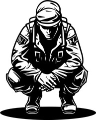 Guardian Garrison Kneeling Soldier Emblem Design Courageous Courage Military Logo Icon