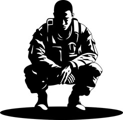 Sentinel Salute Kneeling Soldier Icon Design Patriot Pinnacle Military Emblem Symbol