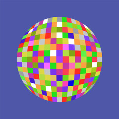 Abstract ball of multicolored squares, vector illustration
