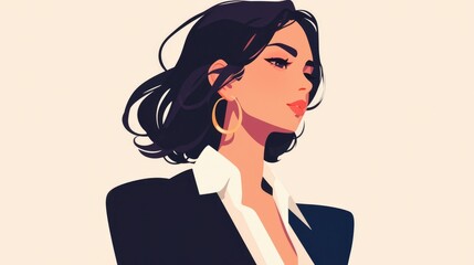 An elegant avatar of a businesswoman in a 2d illustration designed with a touch of sophistication set apart in isolation