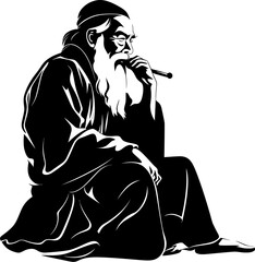 Sage Serenity Long Bearded Elder Symbol Time Honored Haze Aged Gentleman Smoker Design