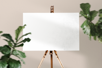 Easel sign png mockup, transparent business branding