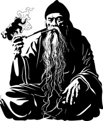 Ancient Essence Asian Gentleman Emblem Tranquil Tobacco Long Bearded Sage Symbol