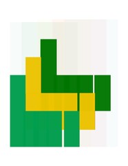 A green and yellow logo with a green letter L