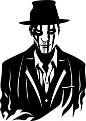 Sinister Shadow Murderer Icon Symbol Nightmarish Nemesis Killer Emblem Design