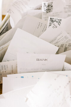  business receipts in closeup