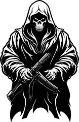 Shadow Strike Combat Reaper Symbol Phantom Fury Reaper with Weapons Icon Vector