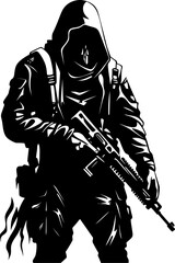Soul Slayer Reaper with Weapons Logo Vector Shadow Strike Combat Weapons Reaper Icon