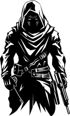 Eerie Edge Reaper with Weapons Vector Logo Deaths Legacy Combat Weapons Reaper Emblem