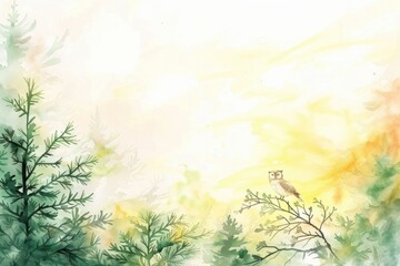 Fototapeta na wymiar Watercolor. Forest. Background. Wallpaper.