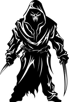 Ghostly Guardian Combat Reaper with Weapons Emblem Reapers Arsenal Weapons Vector Logo