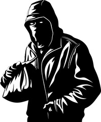 Covert Capture Stolen Bag Icon Logo Loot Looter Robber with Stolen Goods Vector