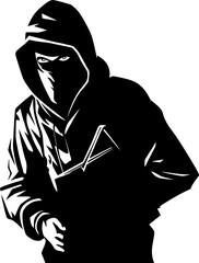 Shadowy Spoils Robber Emblem Logo Bandits Bounty Stolen Bag Icon Vector