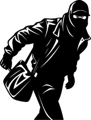 Stealthy Swindle Stolen Bag Emblem Icon Thiefs Take Robber Vector Design