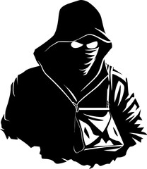 Shadow Sack Robber with Stolen Bag Emblem Logo Bandits Haul Stolen Bag Vector Emblem