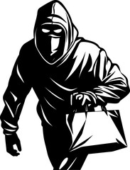 Scheming Swindle Robber Emblem Symbol Looted Legacy Stolen Bag Icon Design