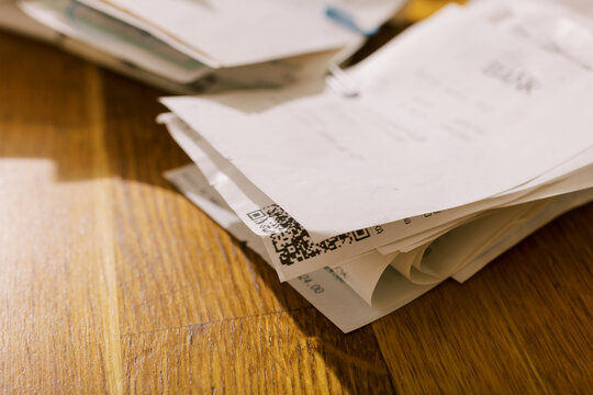  business receipts in closeup