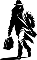 Bandits Bounty Stolen Bag Emblem Logo Sneaky Sack Robber with Stolen Goods Vector Design