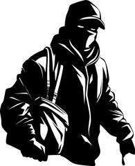 Plundered Payload Robber with Stolen Bag Icon Emblem Bandits Bounty Stolen Bag Emblem Logo
