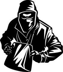Crooks Catch Robber with Loot Vector Spoils of Crime Stolen Bag Emblem Design