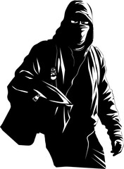Shadow Steal Robber with Stolen Bag Emblem Design Bandits Bounty Stolen Bag Icon Symbol