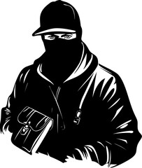 Bandits Bounty Stolen Bag Icon Symbol Sneaky Sack Robber Vector Emblem
