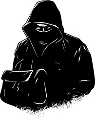 Covert Capture Robber with Stolen Goods Emblem Shadowy Swag Stolen Bag Vector Logo