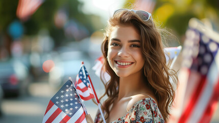 woman with american flag