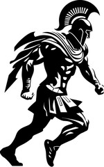 Rapid Runners Resolve Warrior Icon Design Swift Stride Sentinel Running Gladiator Symbol