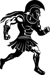 Velocity Vanguard Gladiator Warrior Emblem Sprinting Sentinel Running Warrior Vector Icon