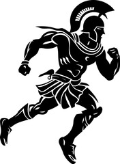 Fototapeta na wymiar Fleet footed Fury Gladiator Warrior Vector Logo Speedy Spartan Sprint Running Warrior Emblem