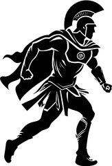 Dynamic Legionnaire Gladiator Sprint Icon Design Swift Spartan Stride Warrior Emblem Vector