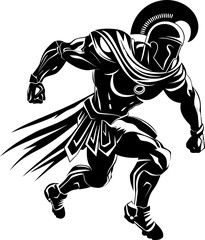 Racing Roman Warrior Sprint Vector Logo Sprinting Sentinel Running Gladiator Emblem Design